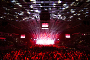 Concert crowd having fun at a rock concert.