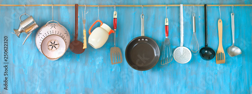 Plakat Kitchen utensils for commercial kitchen, restaurant,cooking, kitchen and food concept.