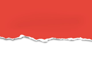 Wall Mural - Torn a half sheet of red paper from the bottom. Vector template paper design. White background under it.