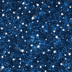 Wall Mural - seamless dark blue textured pattern with constellations and stars