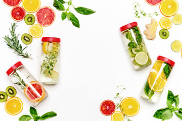 Wall Mural - Infused waters with various ingredients background