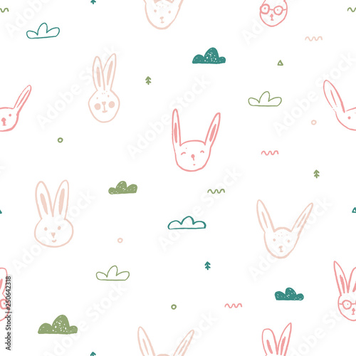 Cute Pink Rabbit Pattern For Easter Card Decoration Baby Wallpaper