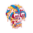 Skull with skeleton eyes dripping on white background