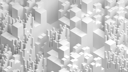 Fototapete - 3d bright background with simple geometry shapes with different height. Elegant abstract reflective shapes...