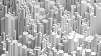 Poster - 3d bright background with simple geometry shapes with different height. elegant abstract reflective 