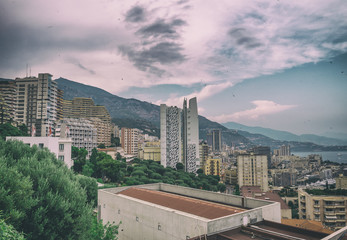 Wall Mural - Montecarlo, France. Aerial city view from Exotic Gardens