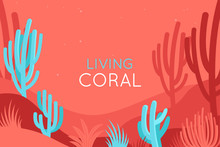 Vector Illustration In Trendy Flat And Linear Style - Abstract Simple Background In Trendy Living Coral Color