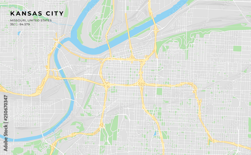 Printable street map of Kansas City, Missouri Stock Vector | Adobe Stock printable-street-map-of-kansas-city-missouri-stock-vector-adobe-stock