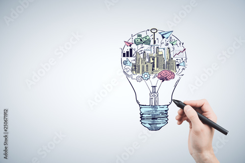 Cuadros en Lienzo Hand drawing business idea concept.