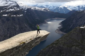 Wall Mural - Norway Trolltunga tourist