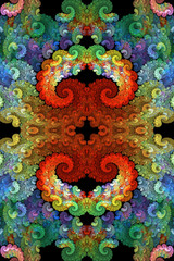 Poster - Artistic 3d computer generated illustration of smooth abstract colorful fractals artwork background