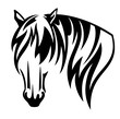 shire draught horse with long mane black and white vector head