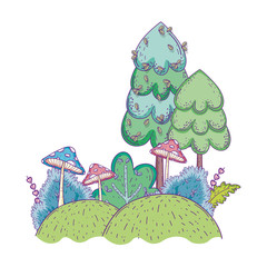 Sticker - beautiful forest and fungus landscape  scene