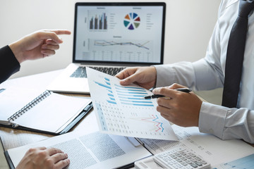 Wall Mural - professional business colleague team working and analyzing with new project of accounting finance, i