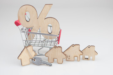 Wall Mural - Shopping supermarket cart, percent sign