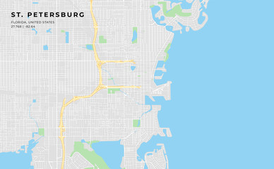 Canvas Print - Printable street map of St. Petersburg, Florida