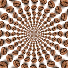 Sticker - Psychedelic coffee bean optical spin illusion background.