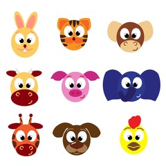 Animal emoticons. Face icons