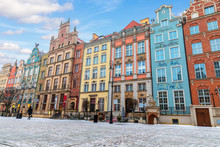 Colourful Buildings In The European Street Of Gdansk, Long Market