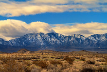 Snow On The San Gabriel Moauntains Viewed From The Mojave Desert In California