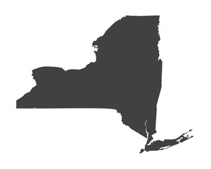 Wall Mural - Vector New York state Map silhouette. Isolated vector Illustration. Black on White background.