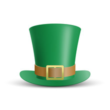 Green St. Patrick's Day Hat Isolated On White Background, Vector Illustration