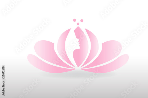 Obraz kwiat lotosu   twarz-kobiety-w-logo-kwiat-lotosu
