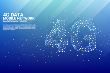 Poster - Vector Polygon dot connect line shaped 4G mobile network. Concept for mobile phone data sim card technology.