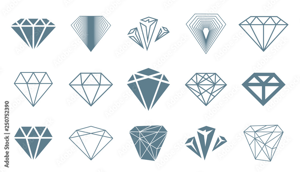 Vector illustration concept of diamond logo. Icon on white background - obrazy, fototapety, plakaty 