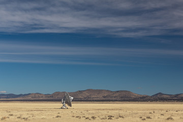 Wall Mural - very large array lone radio astronomy dish alone in the desert, science technology space, horizontal