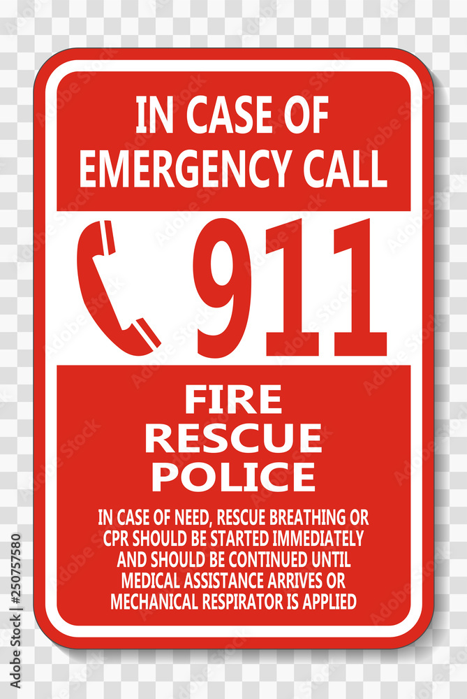 Photo Art Print Call 911 Sign On Transparent Background