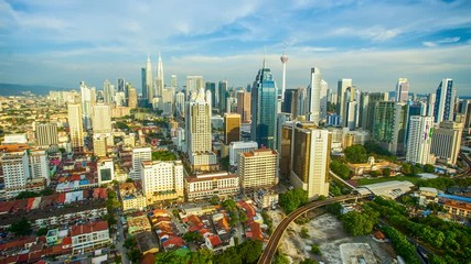 Wall Mural - 4k Timelapse of Kuala Lumpur city during sunrise.