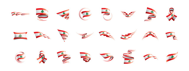 Wall Mural - Lebanese flag, vector illustration on a white background