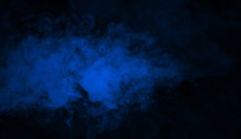 Abstract Blue Smoke Mist Fog On A Black Background. Texture Background For Graphic And Web.