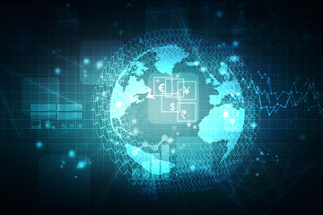 Poster - 2d illustration world map abstract background
