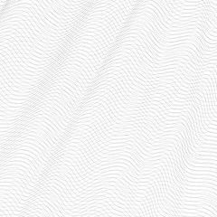 Abstract gray net. Line art design, textile, network, mesh texture. Undulating subtle lines, squiggle thin curves. Vector monochrome tangled pattern. White background. EPS10 illustration