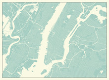 New York USA Map In Retro Style