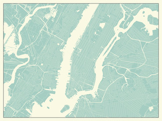 New York USA Map in Retro Style