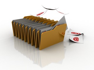 Poster - 3d rendering folder with documents