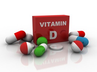 Wall Mural - 3d rendering vitamin D tablets