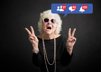 old woman still rocking and being active on social media