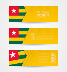 Wall Mural - Set of three horizontal banners with flag of Togo. Web banner design template in color of Togo flag.
