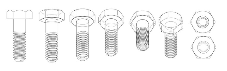 Poster - sketch of bolts set