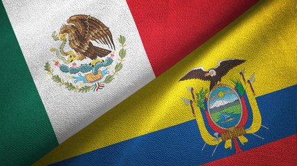 Mexico and Ecuador two flags textile cloth, fabric texture