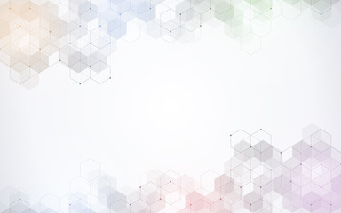 Leinwandbilder - Hexagons pattern. Geometric abstract background with simple hexagonal elements. Medical, technology or science design.