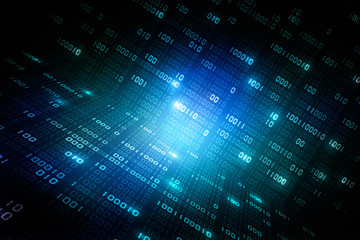 2d illustration abstract digital binary data on computer screen