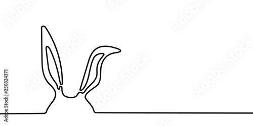 Easter Bunny Ears Banner Background In Simple One Line Style With