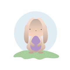 Sticker - easter rabbit with egg isolated icon