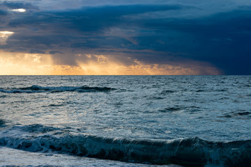 Wall Mural - View of Mediterranean sea at sunset.