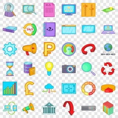 Poster - Marketing icons set. Cartoon style of 36 marketing vector icons for web for any design